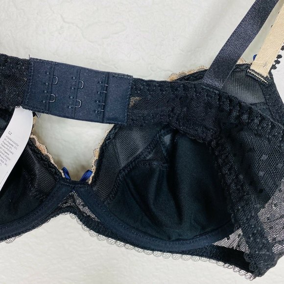 Aubade Paris Joyau Eternel Plunge Push Up Bra 36A Black Padded Embroidery Paris - Picture 8 of 11